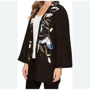Vince Camuto Floral Portrait Print Kimono Open Front Jacket Cardigan Size 1X